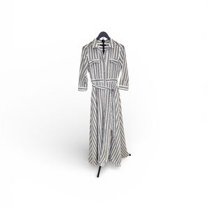 Banana Republic Black & White Striped Shirt Workwear Maxi Dress – Size 4